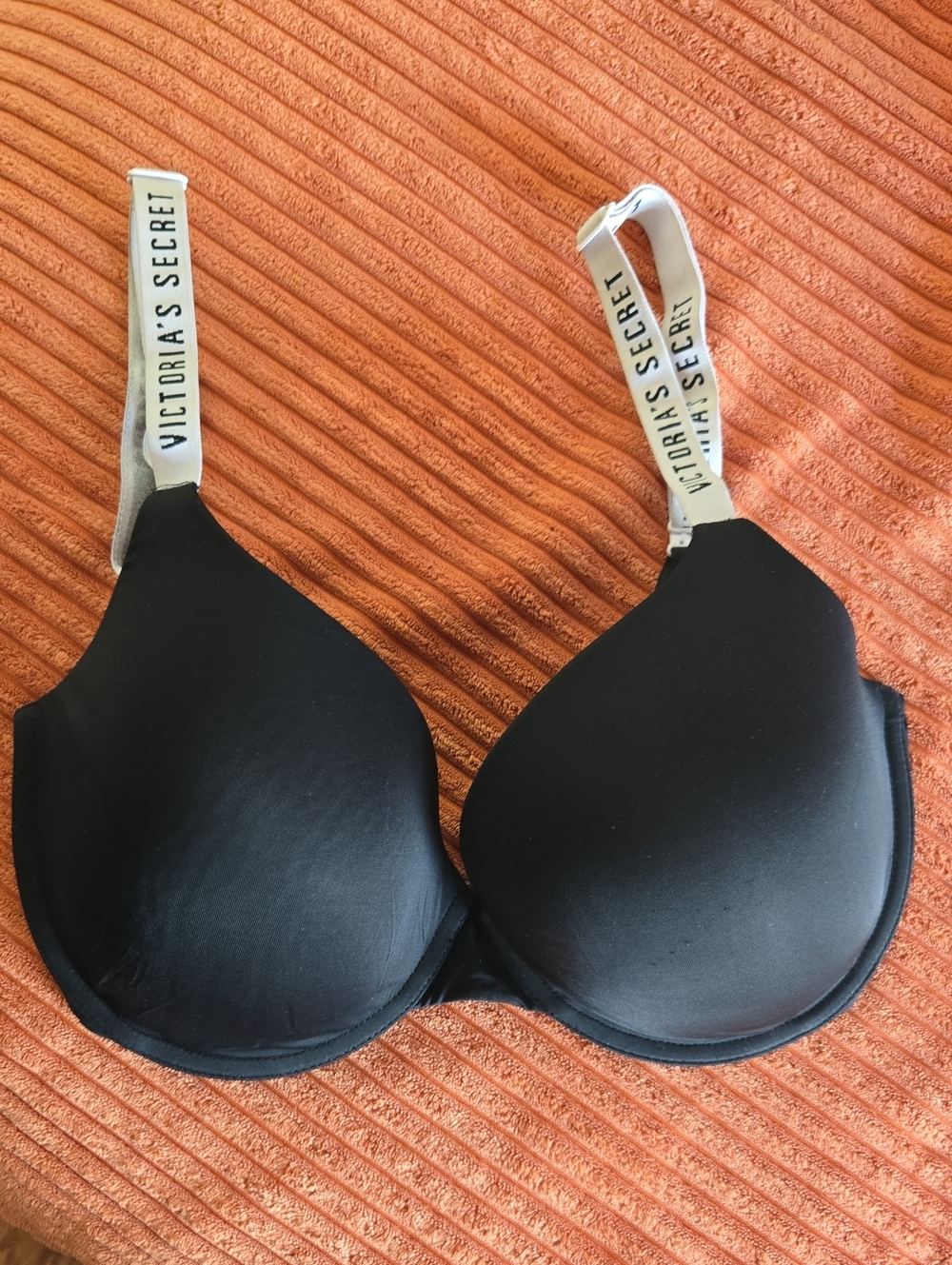 Victoria's Secret Black Bra with White Logo Straps